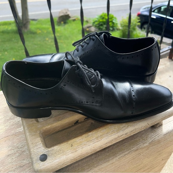 Johnston & Murphy Men's Leather Black Cap Toe Size 10M 24-2941 Made In Italy - Picture 8 of 12